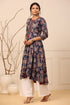 Women Navy Blue Ethnic Motifs Printed Aline Kurta
